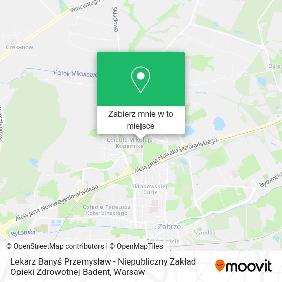 Mapa Lekarz Banyś Przemysław - Niepubliczny Zakład Opieki Zdrowotnej Badent