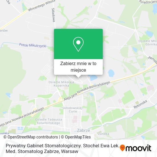 Mapa Prywatny Gabinet Stomatologiczny. Stochel Ewa Lek. Med. Stomatolog Zabrze