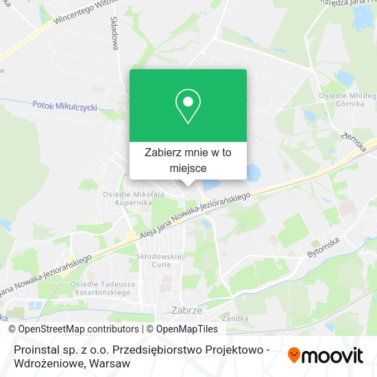 Mapa Proinstal sp. z o.o. Przedsiębiorstwo Projektowo - Wdrożeniowe