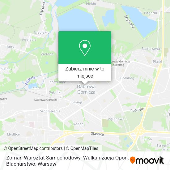 Mapa Zomar. Warsztat Samochodowy. Wulkanizacja Opon, Blacharstwo