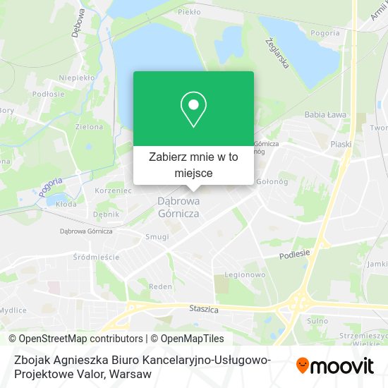 Mapa Zbojak Agnieszka Biuro Kancelaryjno-Usługowo-Projektowe Valor