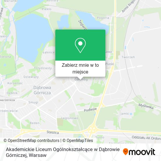 Mapa Akademickie Liceum Ogólnokształcące w Dąbrowie Górniczej