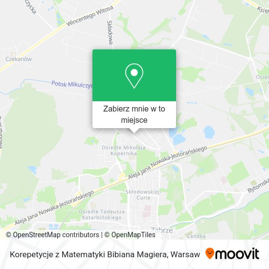 Mapa Korepetycje z Matematyki Bibiana Magiera