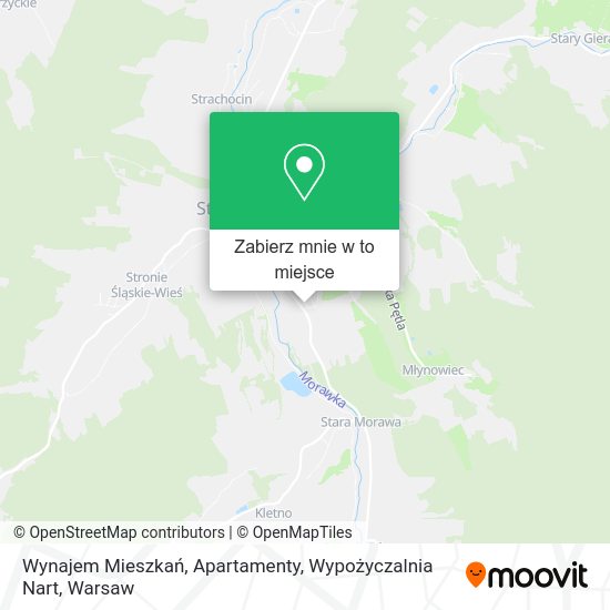 Mapa Wynajem Mieszkań, Apartamenty, Wypożyczalnia Nart