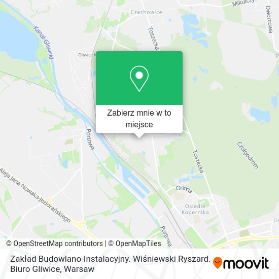 Mapa Zakład Budowlano-Instalacyjny. Wiśniewski Ryszard. Biuro Gliwice