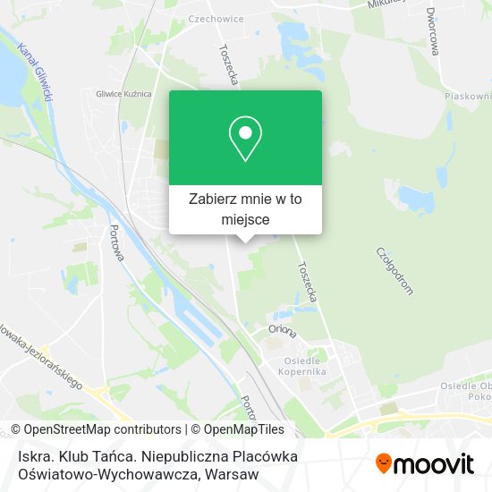 Mapa Iskra. Klub Tańca. Niepubliczna Placówka Oświatowo-Wychowawcza