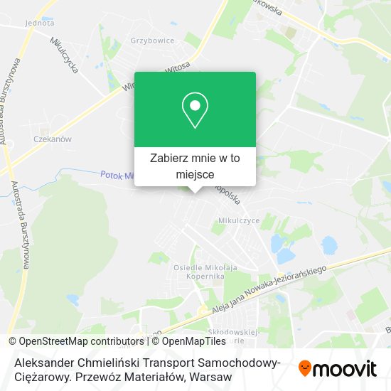 Mapa Aleksander Chmieliński Transport Samochodowy- Ciężarowy. Przewóz Materiałów