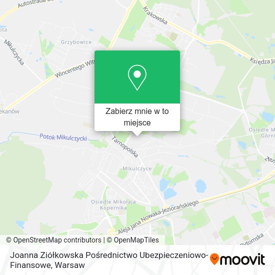 Mapa Joanna Ziółkowska Pośrednictwo Ubezpieczeniowo-Finansowe