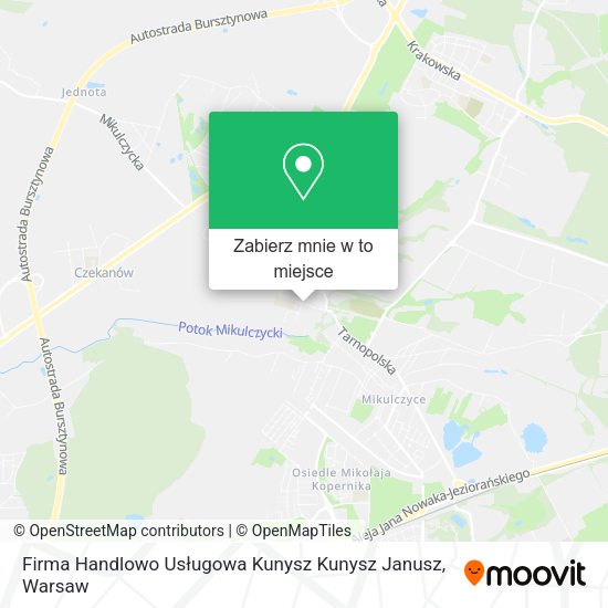 Mapa Firma Handlowo Usługowa Kunysz Kunysz Janusz