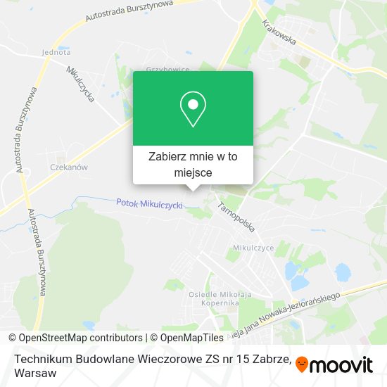 Mapa Technikum Budowlane Wieczorowe ZS nr 15 Zabrze