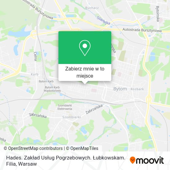 Mapa Hades. Zakład Usług Pogrzebowych. Łubkowskam. Filia