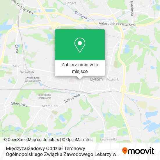 Mapa Międzyzakładowy Oddział Terenowy Ogólnopolskiego Związku Zawodowego Lekarzy w Bytomiu