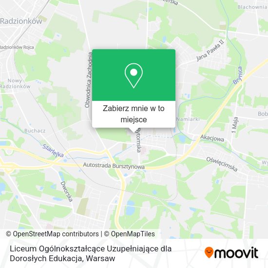 Mapa Liceum Ogólnokształcące Uzupełniające dla Dorosłych Edukacja