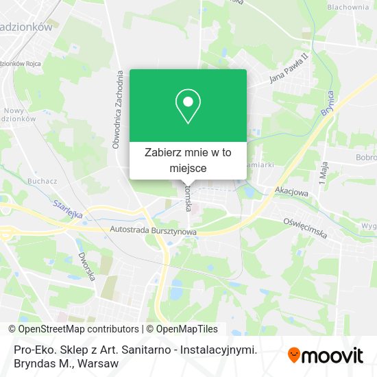 Mapa Pro-Eko. Sklep z Art. Sanitarno - Instalacyjnymi. Bryndas M.