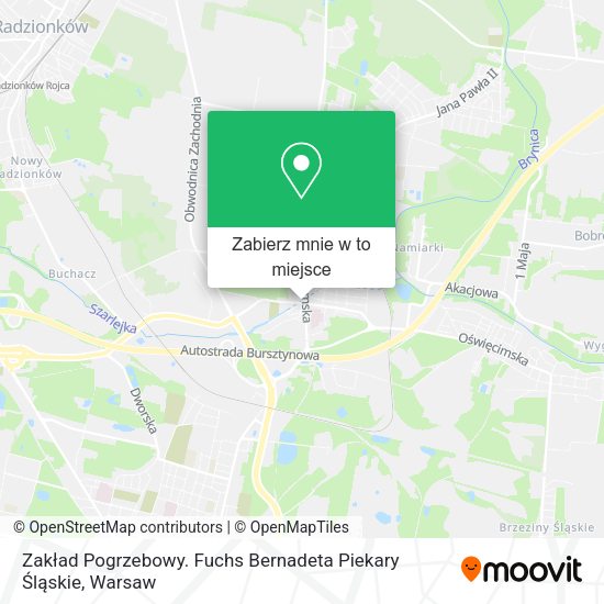 Mapa Zakład Pogrzebowy. Fuchs Bernadeta Piekary Śląskie