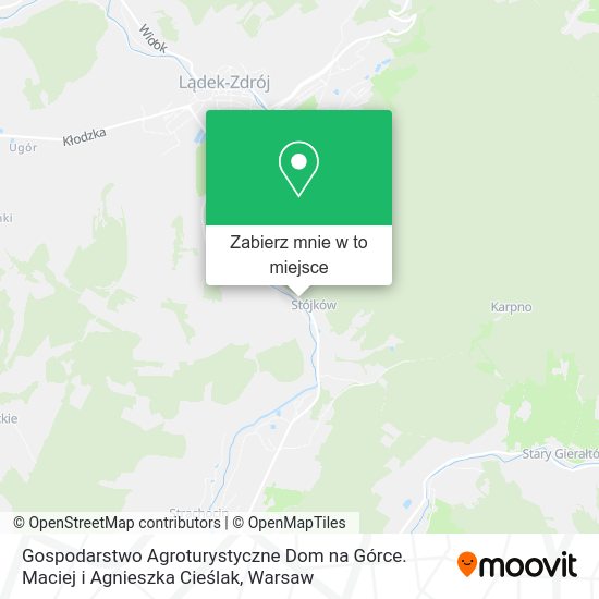 Mapa Gospodarstwo Agroturystyczne Dom na Górce. Maciej i Agnieszka Cieślak