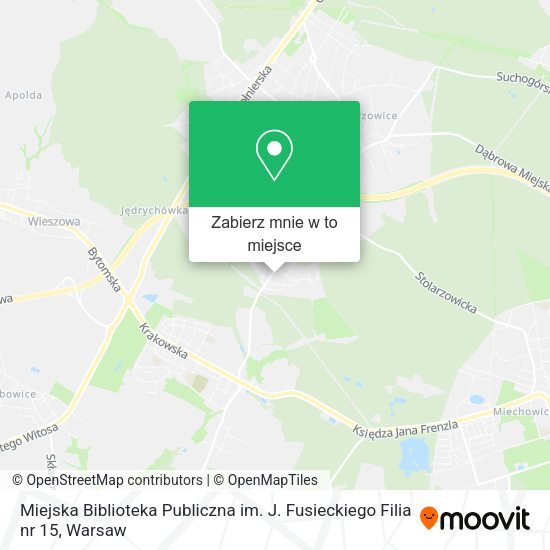 Mapa Miejska Biblioteka Publiczna im. J. Fusieckiego Filia nr 15