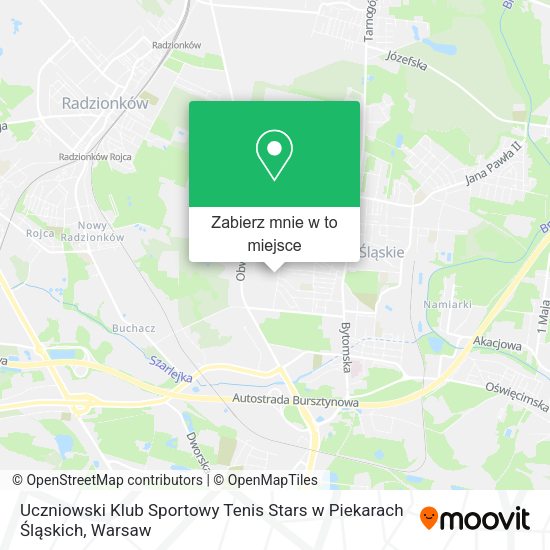 Mapa Uczniowski Klub Sportowy Tenis Stars w Piekarach Śląskich