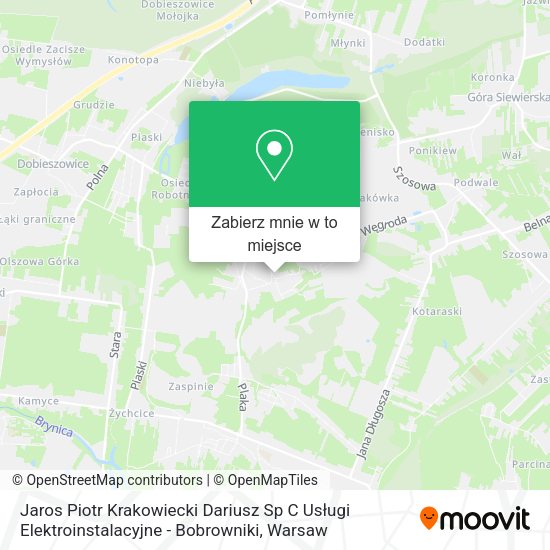 Mapa Jaros Piotr Krakowiecki Dariusz Sp C Usługi Elektroinstalacyjne - Bobrowniki