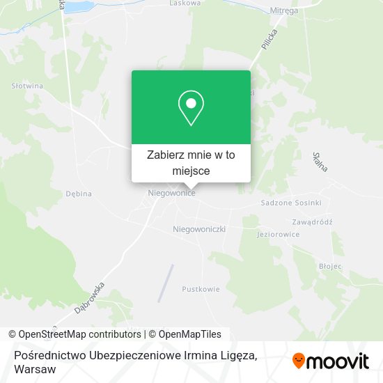 Mapa Pośrednictwo Ubezpieczeniowe Irmina Ligęza