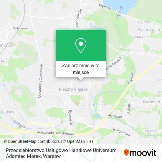 Mapa Przedsiębiorstwo Usługowo Handlowe Universum Adamiec Marek