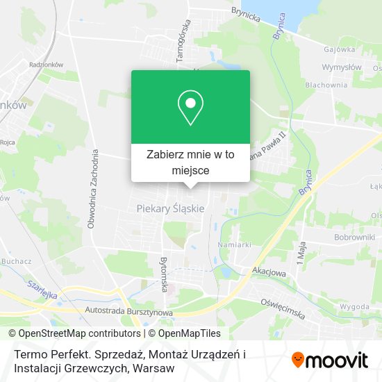 Mapa Termo Perfekt. Sprzedaż, Montaż Urządzeń i Instalacji Grzewczych