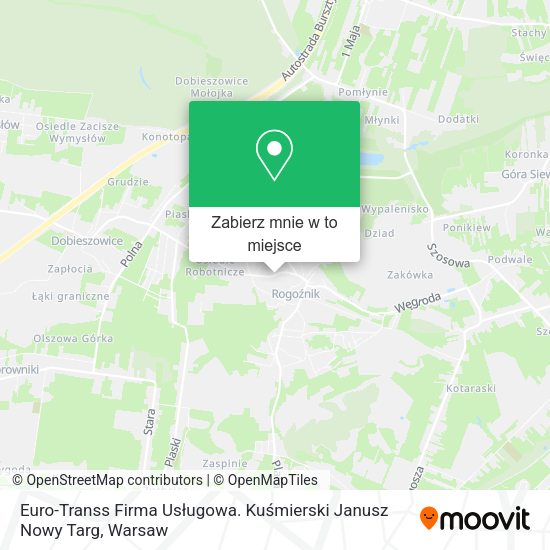 Mapa Euro-Transs Firma Usługowa. Kuśmierski Janusz Nowy Targ