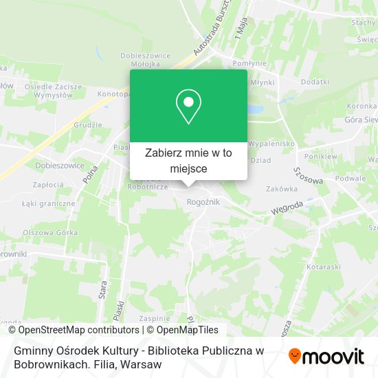 Mapa Gminny Ośrodek Kultury - Biblioteka Publiczna w Bobrownikach. Filia