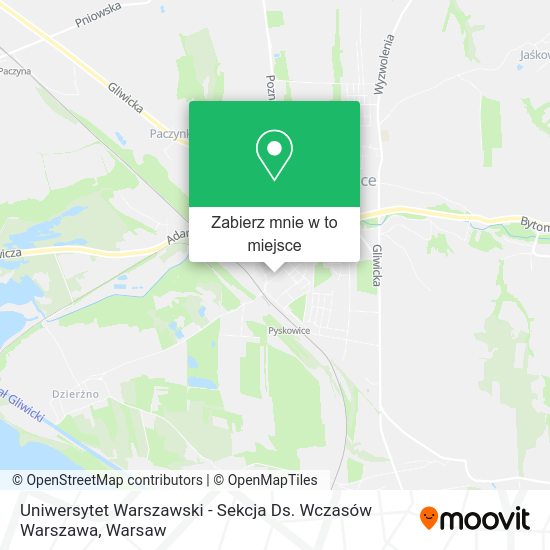 Mapa Uniwersytet Warszawski - Sekcja Ds. Wczasów Warszawa