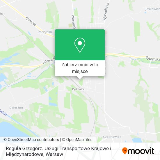 Mapa Reguła Grzegorz. Usługi Transportowe Krajowe i Międzynarodowe