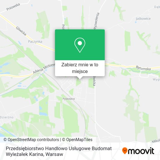 Mapa Przedsiębiorstwo Handlowo Usługowe Budomat Wyleżałek Karina