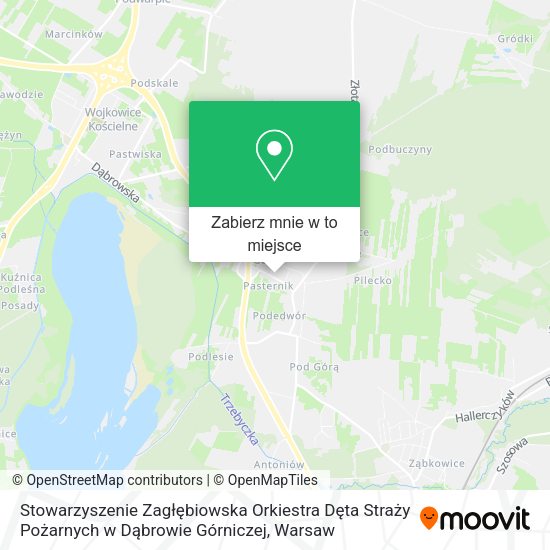 Mapa Stowarzyszenie Zagłębiowska Orkiestra Dęta Straży Pożarnych w Dąbrowie Górniczej