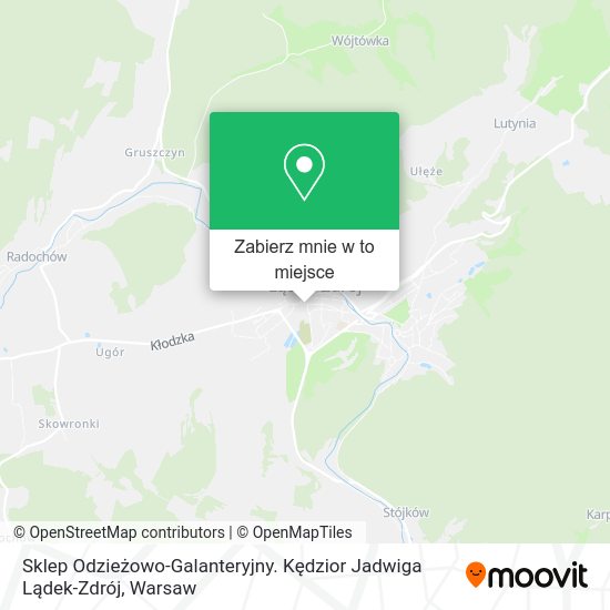 Mapa Sklep Odzieżowo-Galanteryjny. Kędzior Jadwiga Lądek-Zdrój