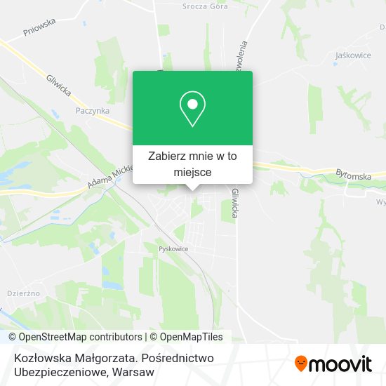 Mapa Kozłowska Małgorzata. Pośrednictwo Ubezpieczeniowe