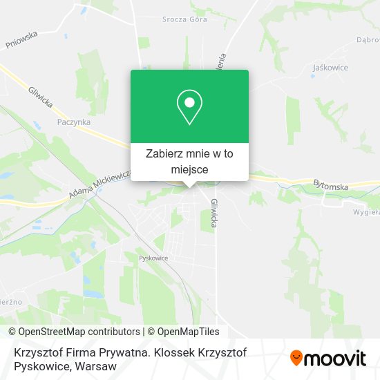 Mapa Krzysztof Firma Prywatna. Klossek Krzysztof Pyskowice