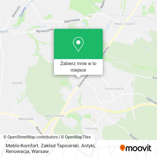 Mapa Meblo-Komfort. Zakład Tapicerski. Antyki, Renowacja