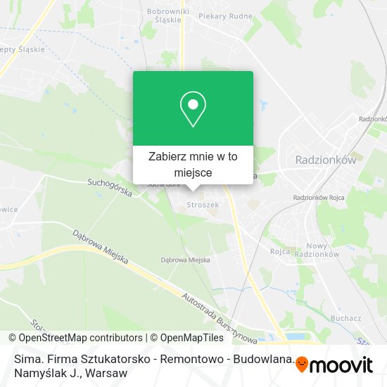 Mapa Sima. Firma Sztukatorsko - Remontowo - Budowlana. Namyślak J.