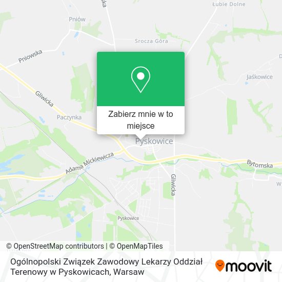 Mapa Ogólnopolski Związek Zawodowy Lekarzy Oddział Terenowy w Pyskowicach