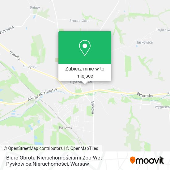 Mapa Biuro Obrotu Nieruchomościami Zoo-Wet Pyskowice.Nieruchomości