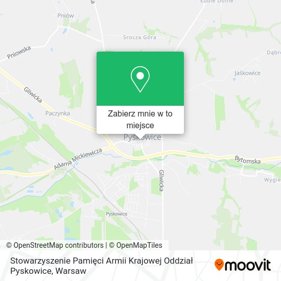 Mapa Stowarzyszenie Pamięci Armii Krajowej Oddział Pyskowice