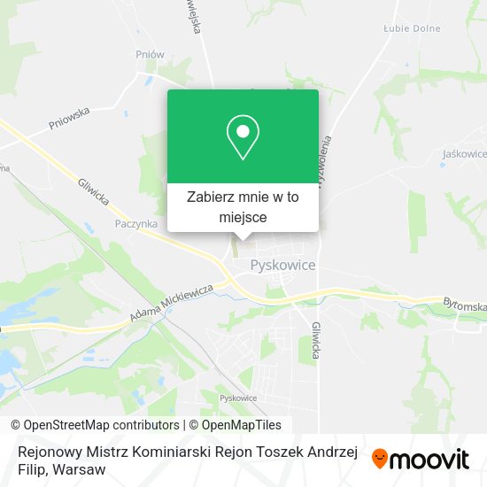 Mapa Rejonowy Mistrz Kominiarski Rejon Toszek Andrzej Filip