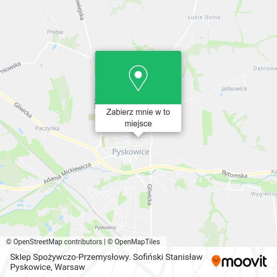 Mapa Sklep Spożywczo-Przemysłowy. Sofiński Stanisław Pyskowice