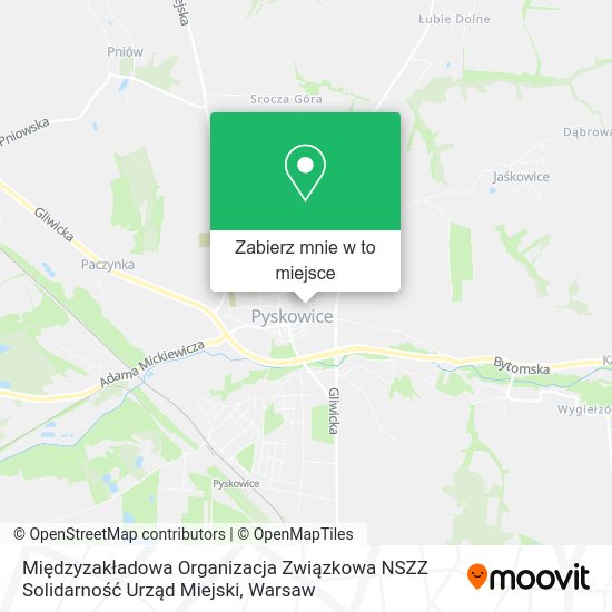 Mapa Międzyzakładowa Organizacja Związkowa NSZZ Solidarność Urząd Miejski