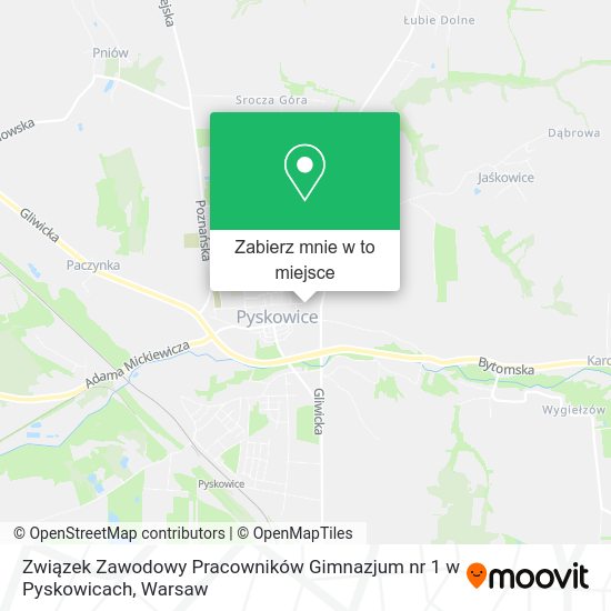 Mapa Związek Zawodowy Pracowników Gimnazjum nr 1 w Pyskowicach