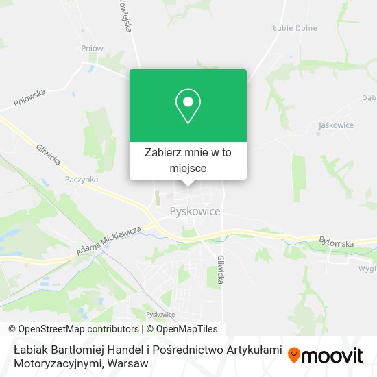 Mapa Łabiak Bartłomiej Handel i Pośrednictwo Artykułami Motoryzacyjnymi