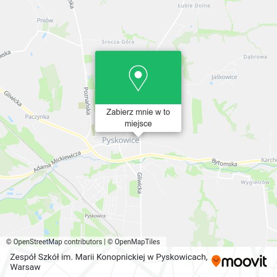 Mapa Zespół Szkół im. Marii Konopnickiej w Pyskowicach