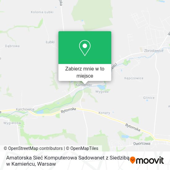 Mapa Amatorska Sieć Komputerowa Sadowanet z Siedzibą w Kamieńcu