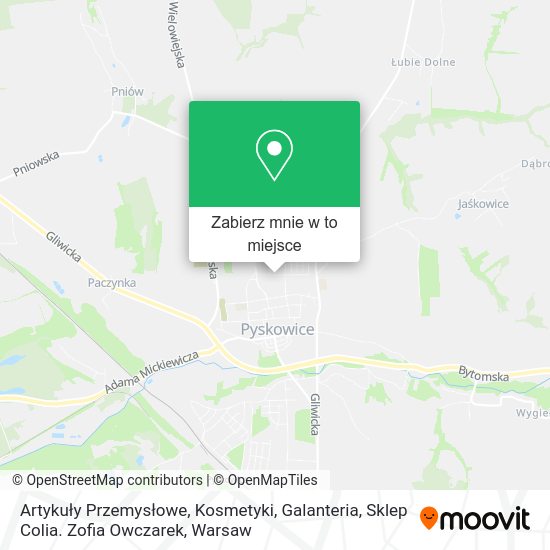 Mapa Artykuły Przemysłowe, Kosmetyki, Galanteria, Sklep Colia. Zofia Owczarek