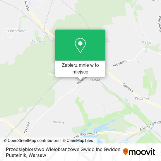 Mapa Przedsiębiorstwo Wielobranżowe Gwido Inc Gwidon Pustelnik