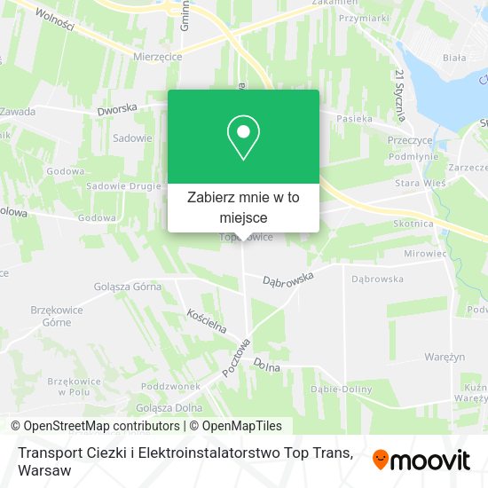 Mapa Transport Ciezki i Elektroinstalatorstwo Top Trans